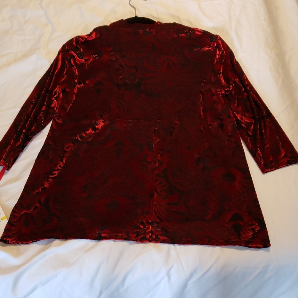 Ruby Rd Cowl Neck Top Red Black Pm - image 4